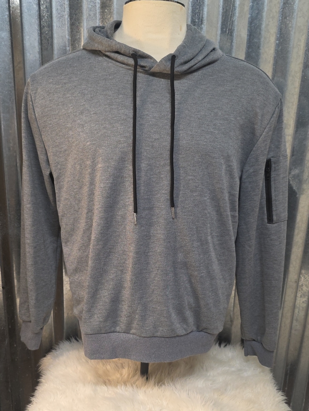 Coofandy Gray Lightweight Hooded Sweatshirt with Sleeve Pocket NEW